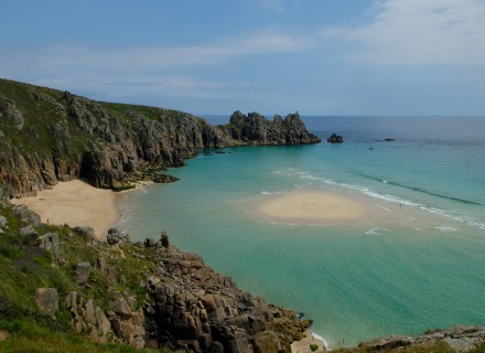 Pednvounder Beach is situated on the cliffs off Treen and is accessed only by a steep cliff path